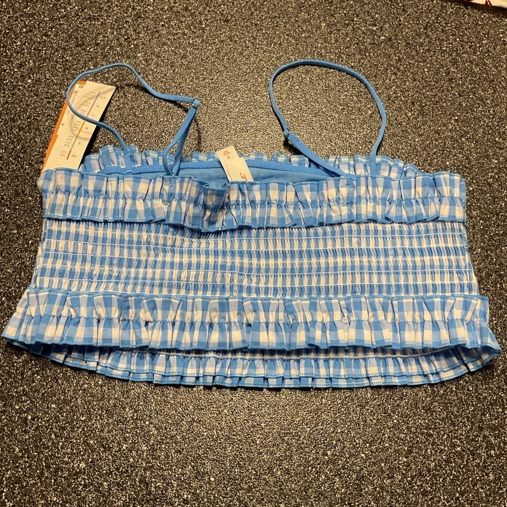 ❤️3/$15 NWT Colsie Blue and White Gingham Bralette Size S - Picture 3 of 4